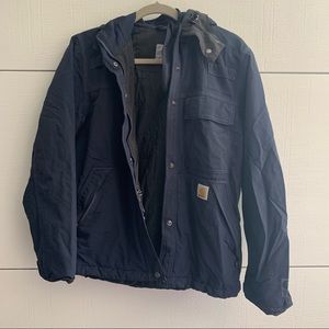 Carhartt Unisex Jacket Winter Coat Navy Storm Defender Hooded Full Zip Small